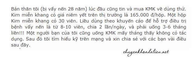 Đánh giá của người bệnh về Kim Miễn Khang