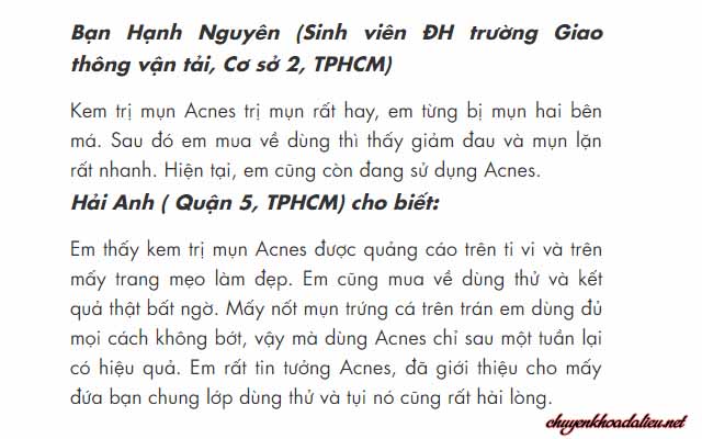 Review về kem trị mụn acnes