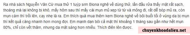 Người dùng đánh giá kem nghệ Biona