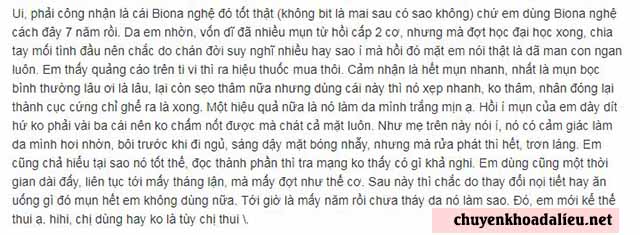 Người dùng đánh giá kem nghệ Biona