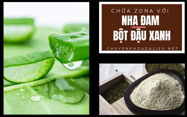 bột đậu xanh và nha đam chữa zona