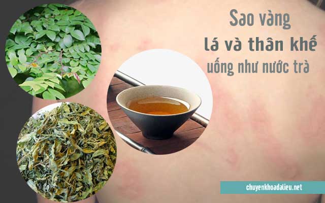 Uống nước lá khế sao vàng như nước trà để trị bệnh mề đay