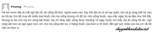 Đánh giá về Định tâm An thần khang của người tiêu dùng