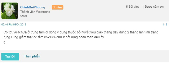 Phản hồi hiệu quả trị rụng tóc của Bổ huyết Tiêu giao thang