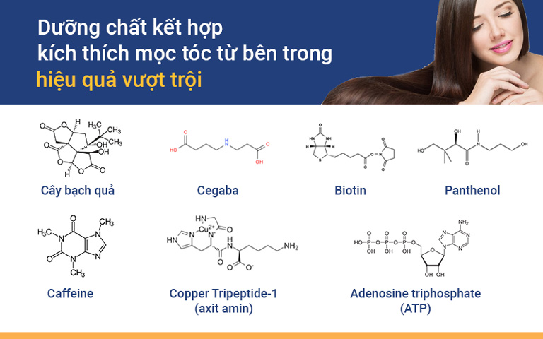 Dưỡng chất kết hợp kích thích mọc tóc từ bên trong, hiệu quả vượt trội