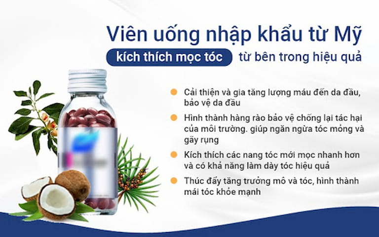 Viên uống thảo dược được nhập khẩu từ Mỹ hỗ trợ ngăn ngừa rụng tóc, kích thích tóc mọc nhanh, khỏe