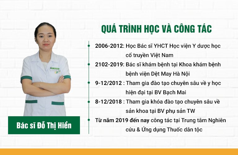 Bác sĩ Đỗ Thị Hiền quá trình học tập và công tác